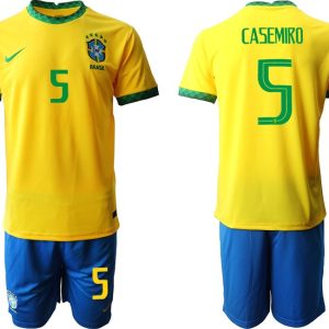 Offizielle Trikots Brasilien Nationalmannschafts 2022 Heimtrikot gelb mit Aufdruck CASEMIRO 5