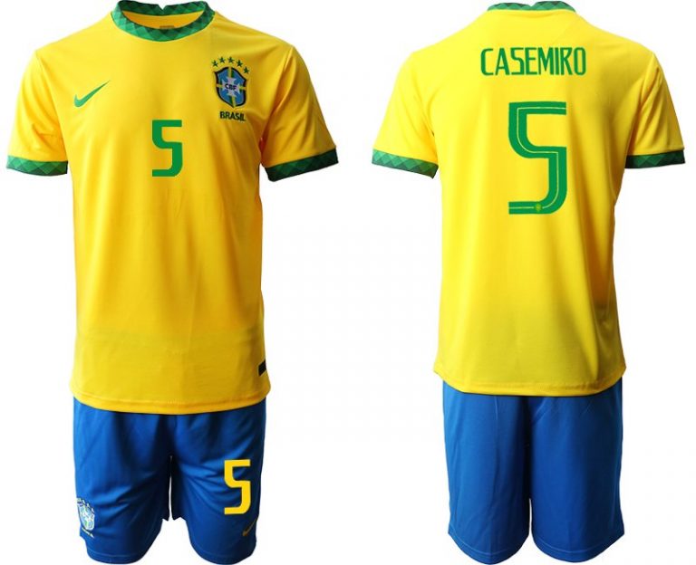 Offizielle Trikots Brasilien Nationalmannschafts 2022 Heimtrikot gelb mit Aufdruck CASEMIRO 5