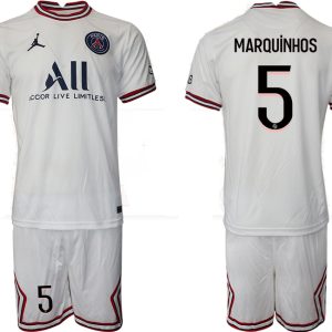 Paris Saint-Germain 4th Shirt 2021/22 Fourth Trikot PSG weiß mit Aufdruck Marquinhos 5