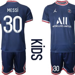 Paris Saint Germain Heimtrikot 2021/22 Kinder blau mit Aufdruck MESSI 30