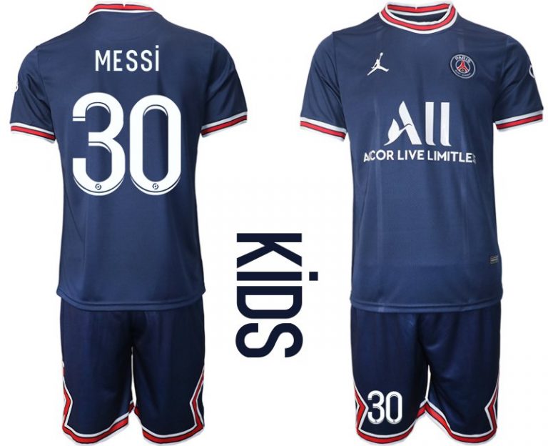 Paris Saint Germain Heimtrikot 2021/22 Kinder blau mit Aufdruck MESSI 30