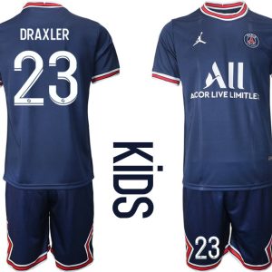 Paris Saint Germain Heimtrikot 2021/22 Kinder in blau mit Aufdruck Draxler 23