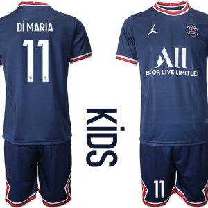 Paris Saint Germain PSG Heimtrikot 2021/22 für Kinder in blau mit Aufdruck Di María 11