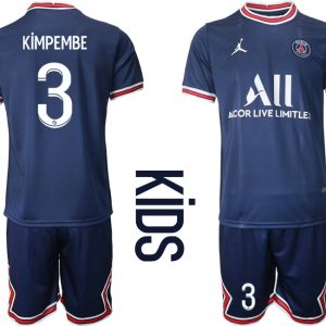 Paris Saint Germain PSG Heimtrikot 2021/22 für Kinder in blau mit Aufdruck Kimpembe 3