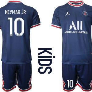 Paris Saint Germain PSG Heimtrikot 2021/22 für Kinder in blau mit Aufdruck Neymar jR 10