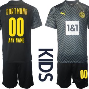 Personalisierbar Borussia Dortmund BVB Auswärtstrikot Saison 2022 für Kinder-1