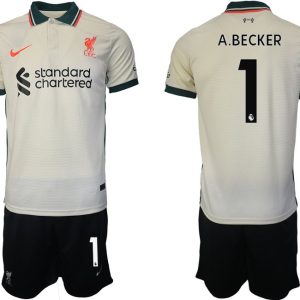 Personalisierbar FC Liverpool Auswärtstrikot 2021/22 beige mit Aufdruck A.BECKER 1