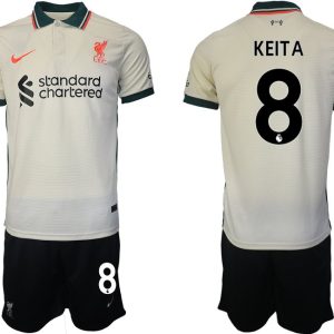 Personalisierbar FC Liverpool Auswärtstrikot 2021/22 beige mit Aufdruck KEITA 8