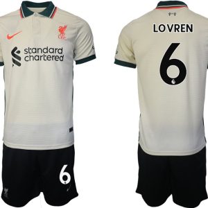 Personalisierbar FC Liverpool Auswärtstrikot 2021/22 beige mit Aufdruck LOVREN 6