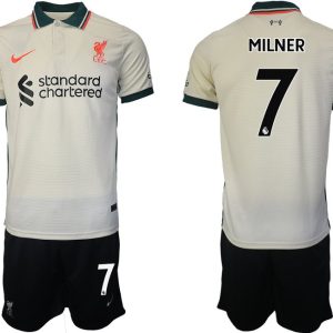 Personalisierbar FC Liverpool Auswärtstrikot 2021/22 beige mit Aufdruck MILNER 7