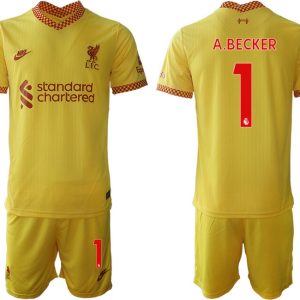 Personalisierbar FC Liverpool Ausweichtrikot 2021/22 gelb-rot mit Aufdruck A.BECKER 1