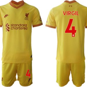 Personalisierbar FC Liverpool Ausweichtrikot 2021/22 gelb-rot mit Aufdruck VIRGIL 4