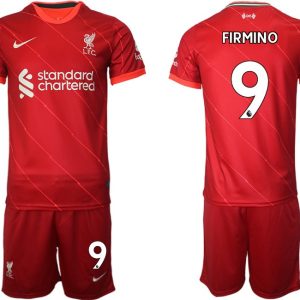 Personalisierbar FC Liverpool Heimtrikot 2021/22 rot Trikotsatz Kurzarm + Kurze Hosen FIRMINO 9