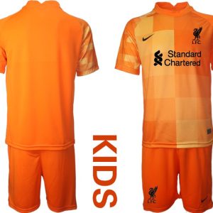 Personalisierbar Fußball Trikot FC Liverpool Torwarttrikot Orange für Kinder