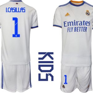 Real Madrid 2021/22 Heimtrikot Kinder Junior weiss blau mit Aufdruck I.Casillas 1