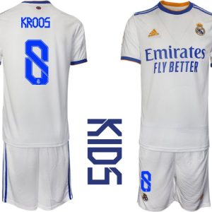 Real Madrid 2021/22 Heimtrikot Kinder Junior weiss blau mit Aufdruck Kroos 8