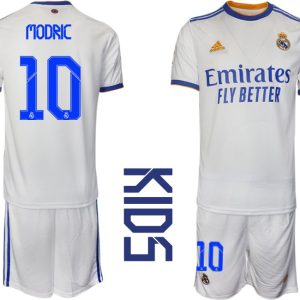 Real Madrid 2021/22 Heimtrikot Kinder Junior weiss blau mit Aufdruck Modric 10