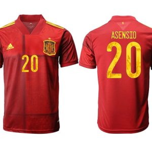 Spanien Heimtrikot EM 2022 rot mit Aufdruck ASENSIO 20