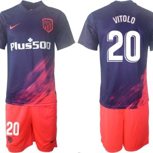 Spanische Vereine Atlético Madrid Auswärtstrikot 2021/22 dunkelblau/pink VITOLO 20