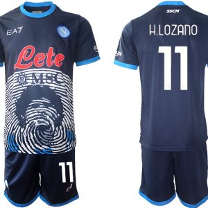 SSC Naepel Maradona Fussballtrikot 2021-2022 Marineblau mit Aufdruck H.LOZANO 11