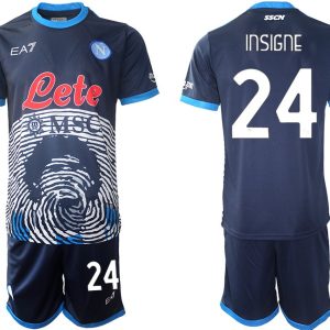 SSC Naepel Maradona Fussballtrikot 2021-2022 Marineblau mit Aufdruck INSIGNE 24