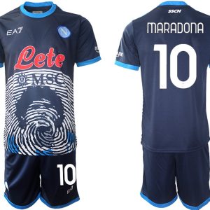 SSC Naepel Maradona Fussballtrikot 2021-2022 Marineblau mit Aufdruck Maradona 10