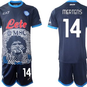 SSC Naepel Maradona Fussballtrikot 2021-2022 Marineblau mit Aufdruck MERTENS 14