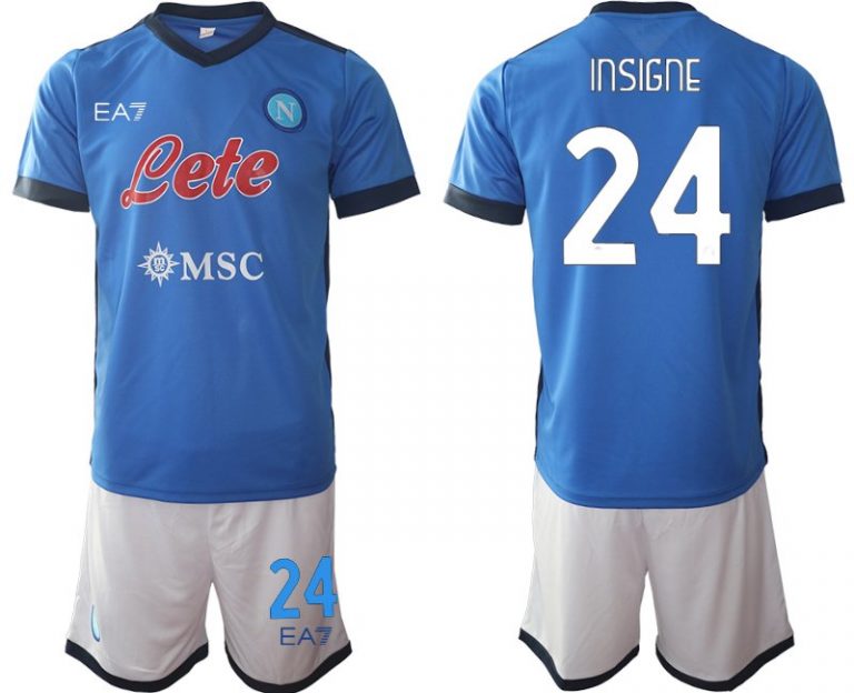 SSC Napoli Heimtrikot Trikotsatz Kit blau weiß mit Aufdruck INSIGNE 24