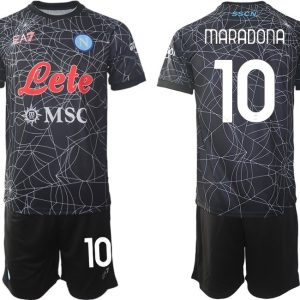 SSC Napoli Special Heimtrikot 2021-2022 Kurzarm schwarz mit Aufdruck Maradona 10