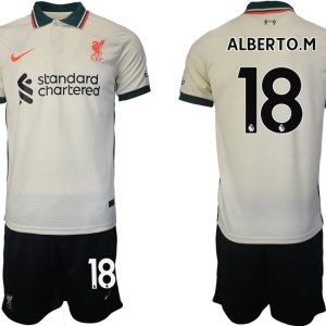 Trikotsatz FC Liverpool Auswärtstrikot Herren 2021/22 beige mit Aufdruck ALBERTO.M 18