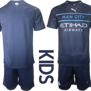 Trikotsatz Manchester City Ausweichtrikot 2021/22 Dunkelblau für Kinder 3rd Shirt Kids