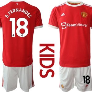 Trikotsatz Manchester United Heimtrikot 2022 Kinder rot mit Aufdruck B.Fernandes 18