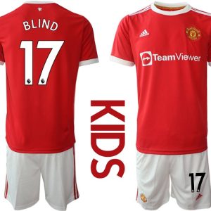 Trikotsatz Manchester United Heimtrikot 2022 Kinder rot mit Aufdruck Blind 17