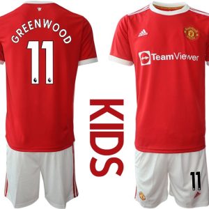 Trikotsatz Manchester United Heimtrikot 2022 Kinder rot mit Aufdruck Greenwood 11