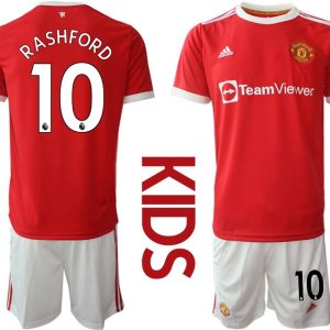 Trikotsatz Manchester United Heimtrikot 2022 Kinder rot mit Aufdruck Rashford 10