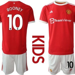 Trikotsatz Manchester United Heimtrikot 2022 Kinder rot mit Aufdruck Rooney 10