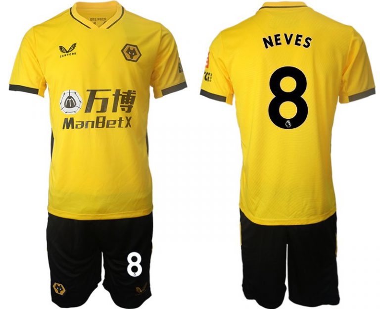 Wolverhampton Wanderers Gelb Trikot 2022 Heim mit Aufdruck NEVES 8