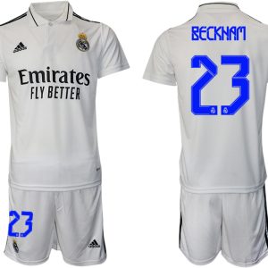 Beckham 23 Real Madrid Heimtrikot 2022-2023 weiß Trikotsatz Kurzarm + Kurze Hosen