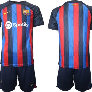 FC Barcelona 2022/2023 Heimtrikot marineblau königsblau rot Trikotsatz Kurzarm + Kurze Hosen