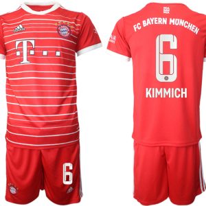 FC Bayern München 2022-23 Heimtrikot Kimmich 6 Trikotsatz Kurzarm + Kurze Hosen