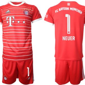 FC Bayern München 2022-23 Heimtrikot NEUER 1 Trikotsatz Kurzarm + Kurze Hosen