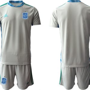 Goalkeeper Shirt Fußballtrikots Spanien Trikot 2022 Grau Kurzarm + Kurze Hosen