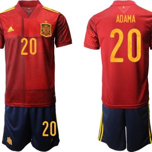 Günstige Fußballtrikots Spanien Trikot Home EM 2022 Rot Kurzarm + Kurze Hosen ADAMA 20