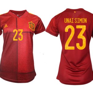 Günstige Fußballtrikots Spanien Trikot Home EM 2022 Rot mit Aufdruck UNAI SIMON 23