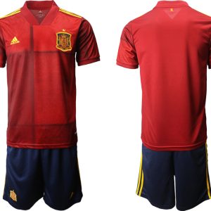 Günstige Spanien Heimtrikot Home EM 2022 Rot Kurzarm + Kurze Hosen