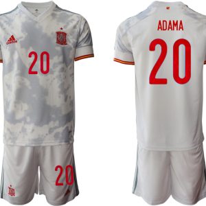 Günstige Spanien Trikot Away EM 2021 Weiss Kurzarm + Kurze Hosen ADAMA 20