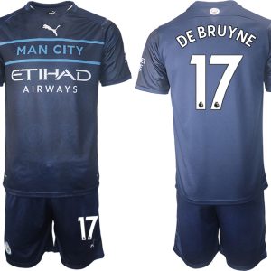 Manchester City Auswärtstrikot 2022 Kurzarm + Kurze Hosen DE BRUYNE 17