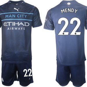 Manchester City Auswärtstrikot 2022 Kurzarm + Kurze Hosen MENDY 22