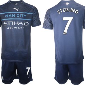 Manchester City Auswärtstrikot 2022 Kurzarm + Kurze Hosen STERLING 7