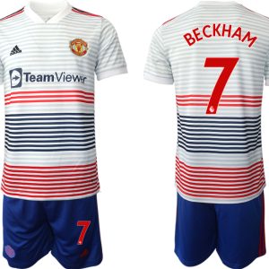 Manchester United 2022/23 Auswärtstrikot Trikotsatz Kurzarm mit Beckham 7 (+ Kurze Hosen)